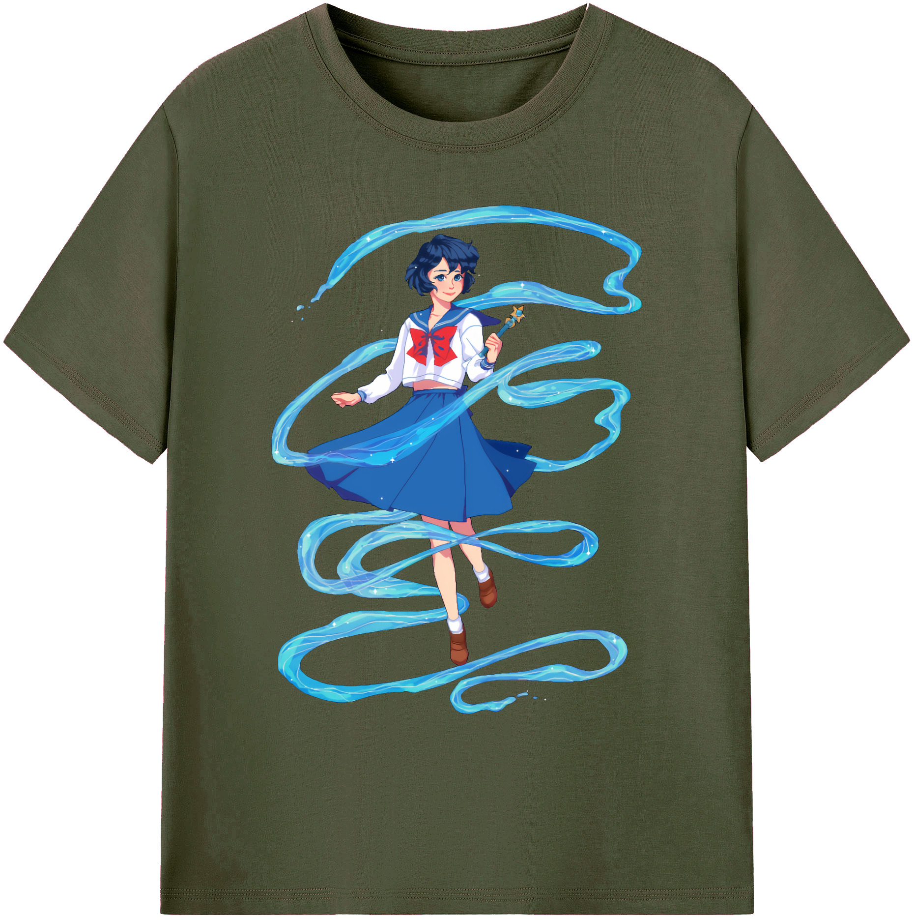 （画像用） 美少女戦士セーラームーン 水野 亜美 みずの あみ Sailor Moon Mizuno Ami 綿100％ メンズ半袖Tシャツ｜肌触りやわらか＆通気性